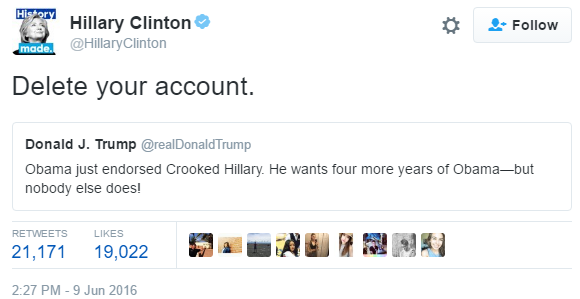 news people hillary clinton donald trump twitter delete your account news people hillary clinton donald trump twitter delete your account