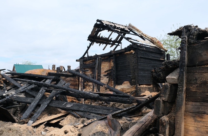 burned down house