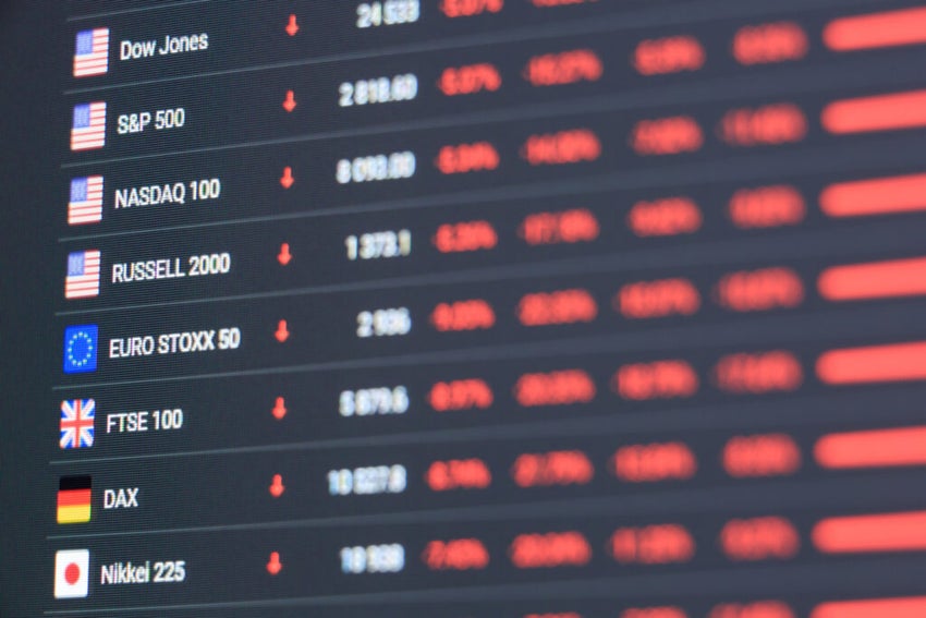 Macro,Shot,Of,Computer,Monitor,With,World,Stock,Market,Chart