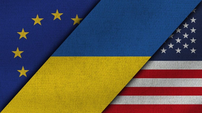 European,Union,And,Ukraine,And,United,States,Of,America,Realistic