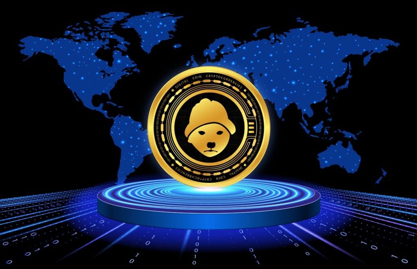 Dogwifhat-wif,Virtual,Currency,Images,On,Digital,Background.,3d,Illustration