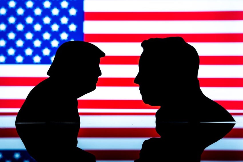 Donald,Trump,And,Elon,Musk,Silhouettes,In,Front,Of,Usa