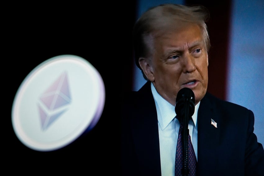 Salamanca,,Spain,01-23-2025,Ethereum,Logo,In,Focus,With,Donald,Trump