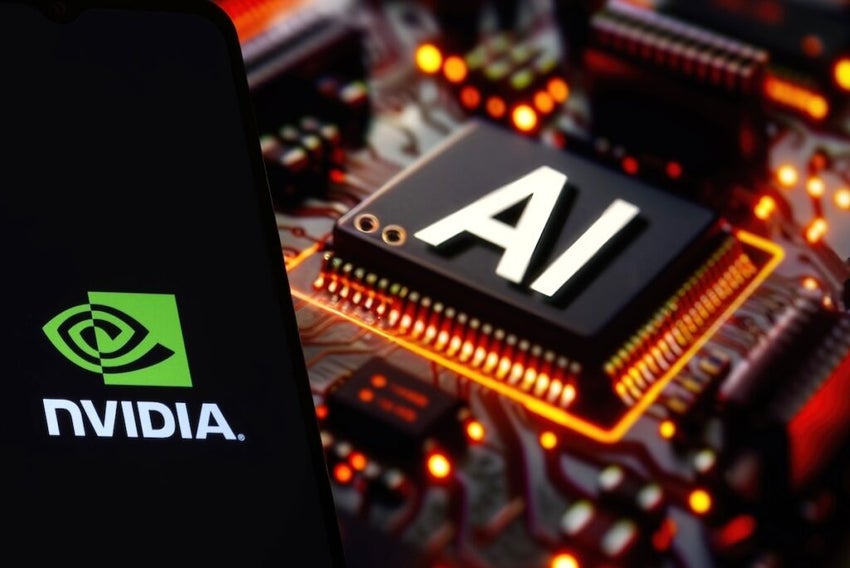 Nvidia Logo On Phone And Ai Chip In Background
