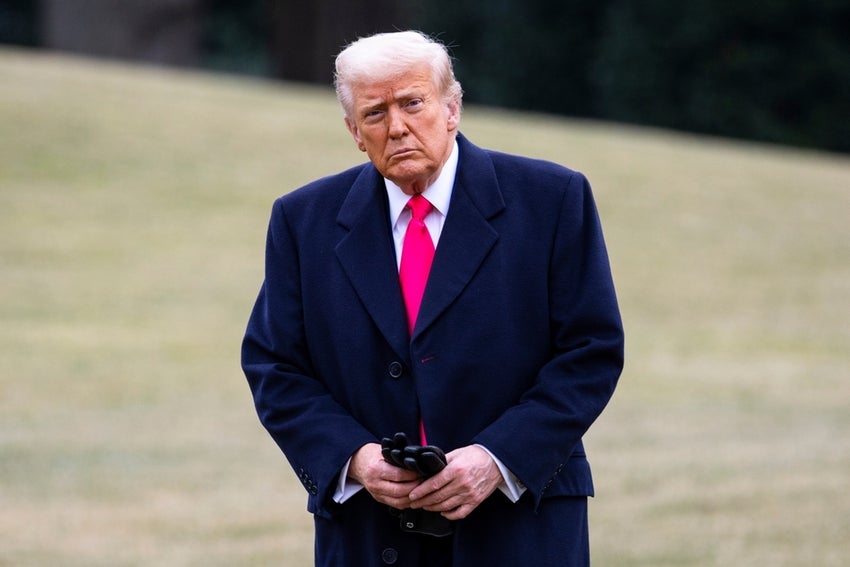President Donald Trump arrives at the White House South Lawn on Marine One.