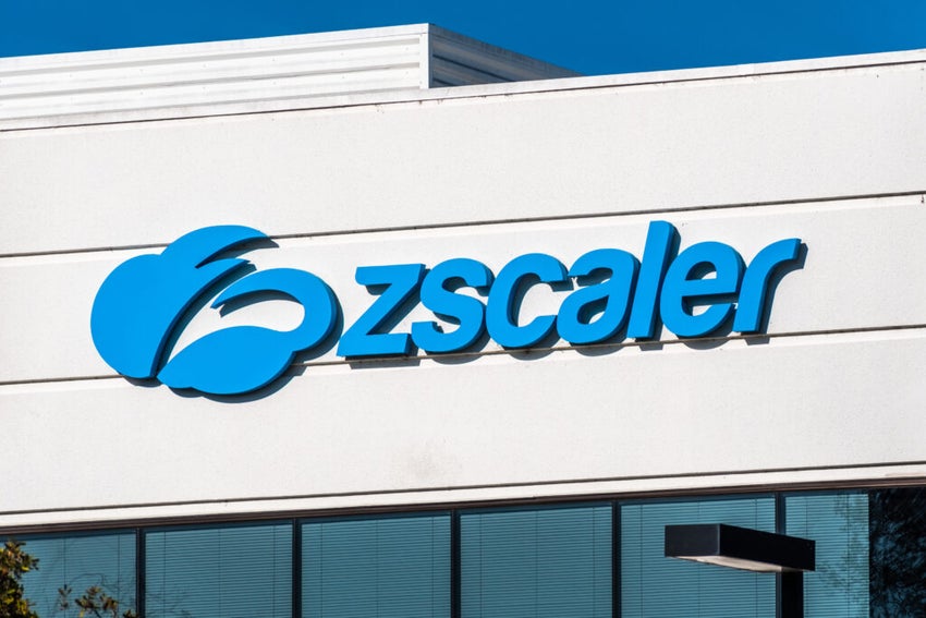 Zscaler logo on white building facade