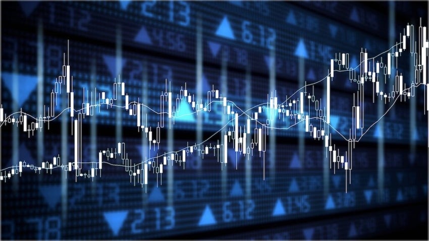 Stock market chart with blue background