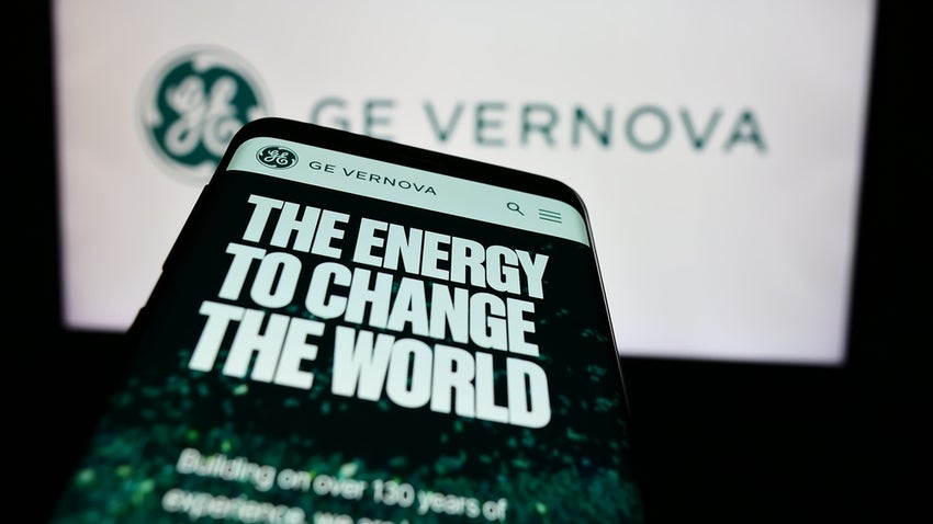 GE vernova logo and headline on phone screen
