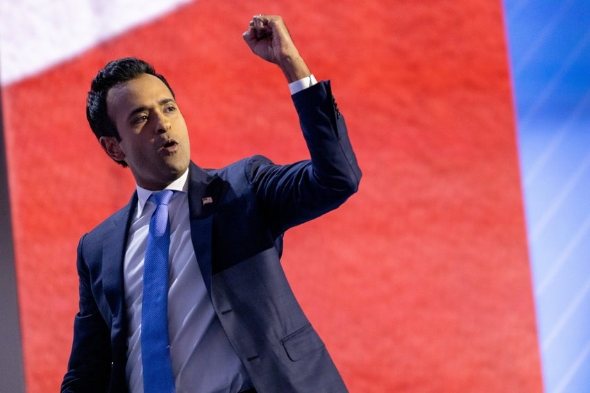 Vivek Ramaswamy poses for a photo