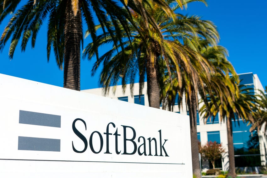 SoftBank logo with trees in the background