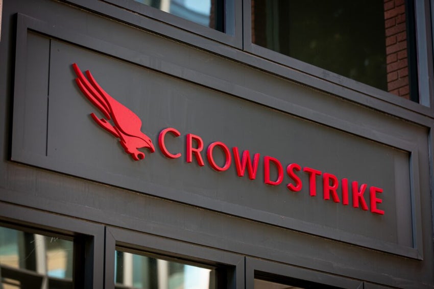 Crowdstrike sign on a building facade in Sunnyvale, Silicon Valley, California