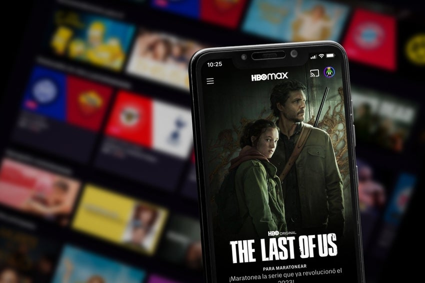 The Last Of Us series logo on the smartphone screen.