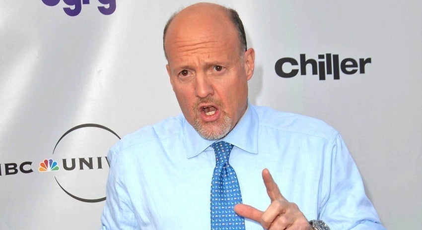 Jim Cramer in backdrop of CNBC logo
