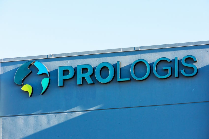 Prologis sign on blue building exterior