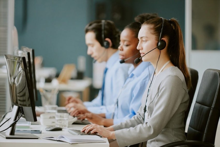 biracial call center employees