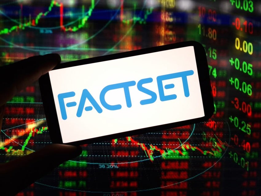 FactSet company logo displayed on mobile phone screen