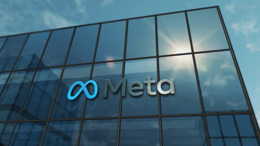 Meta logo on a building