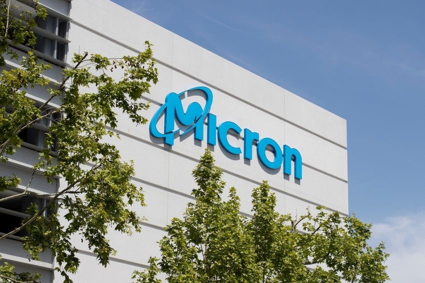Micron logo on building
