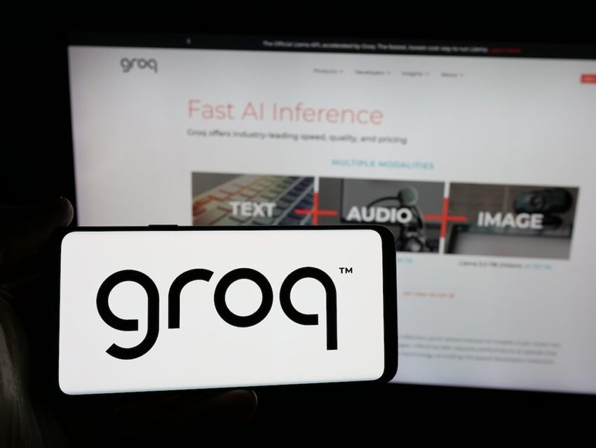Groq logo displayed on a smartphone screen