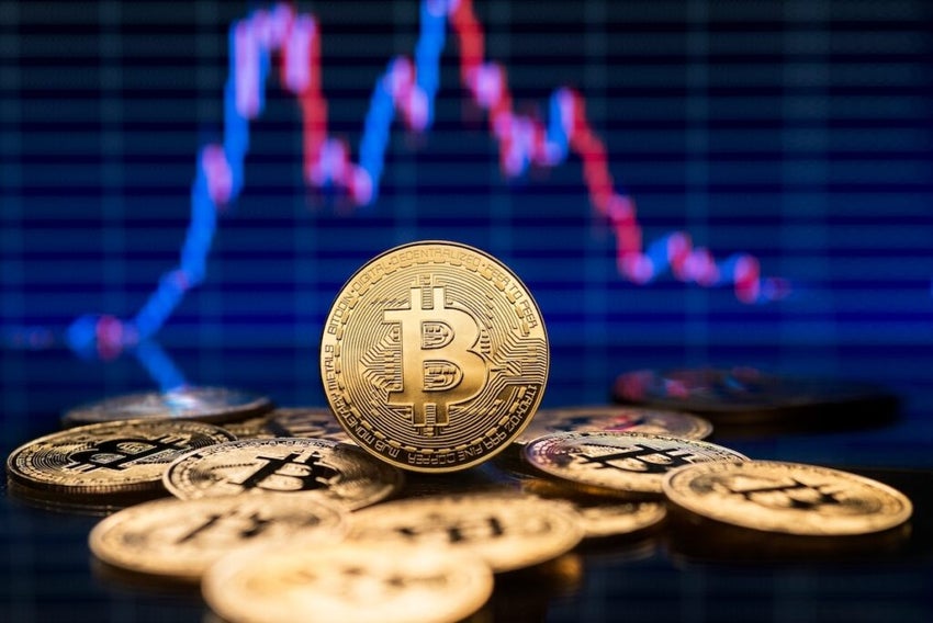 Bitcoin and cryptocurrency investing concept with graph