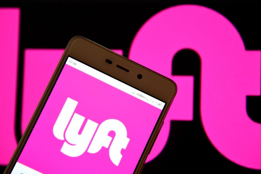 Lyft logo on smartphone screen