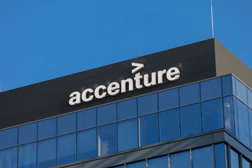 Accenture logo on a building