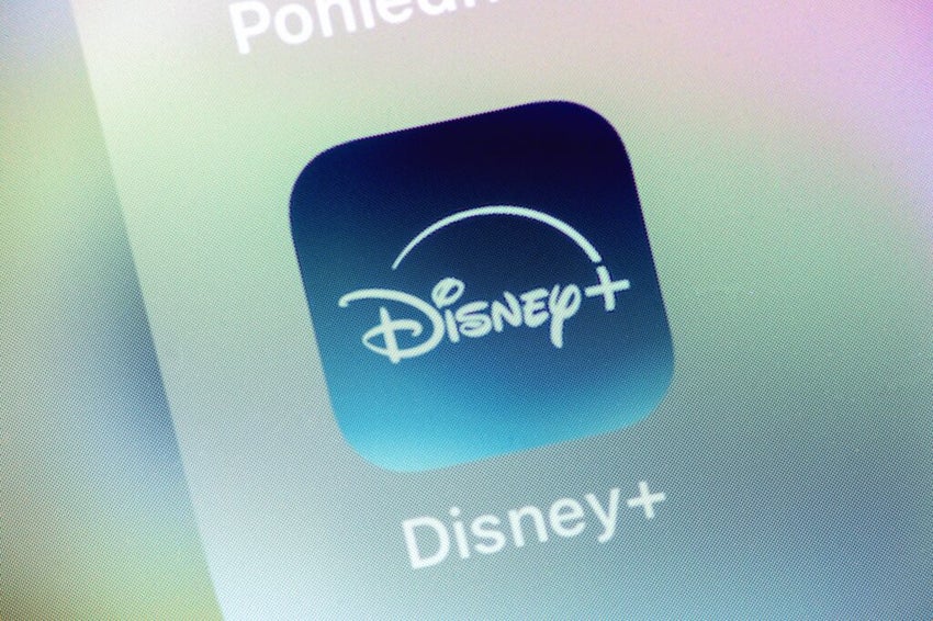Disney Plus mobile app for streaming service on LCD screen of iOS device