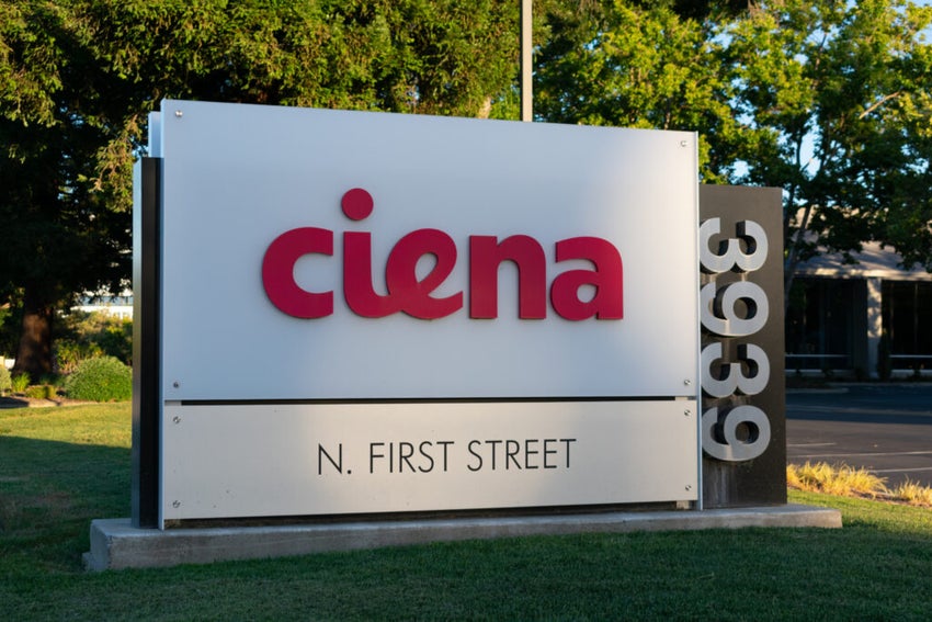 Ciena Signpost Near Telecommunications Equipment