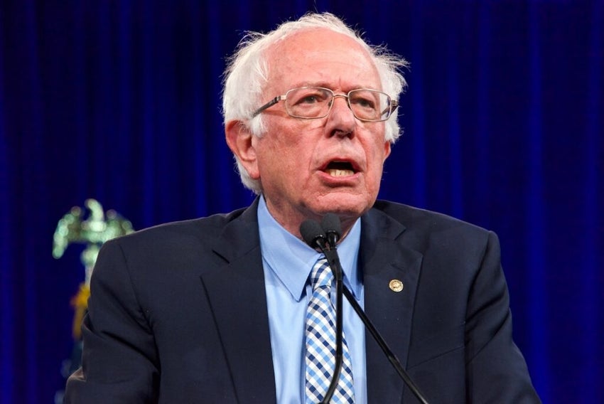 Presidential candidate Bernie Sanders speaking at the Democratic National Convention