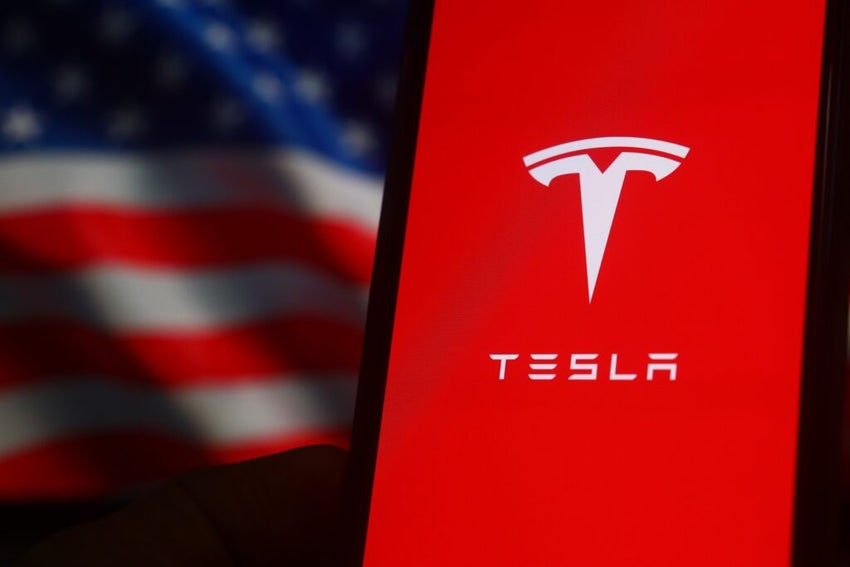 Tesla logo on mobile