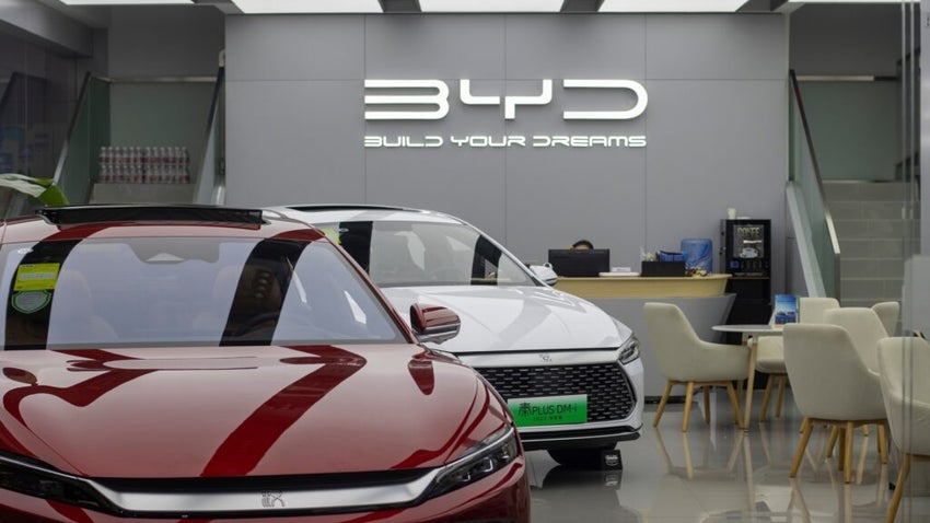 BYD cars in a showroom