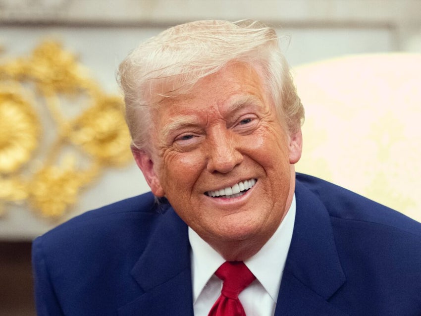 President Donald Trump speaks to the press in the oval office in the White House