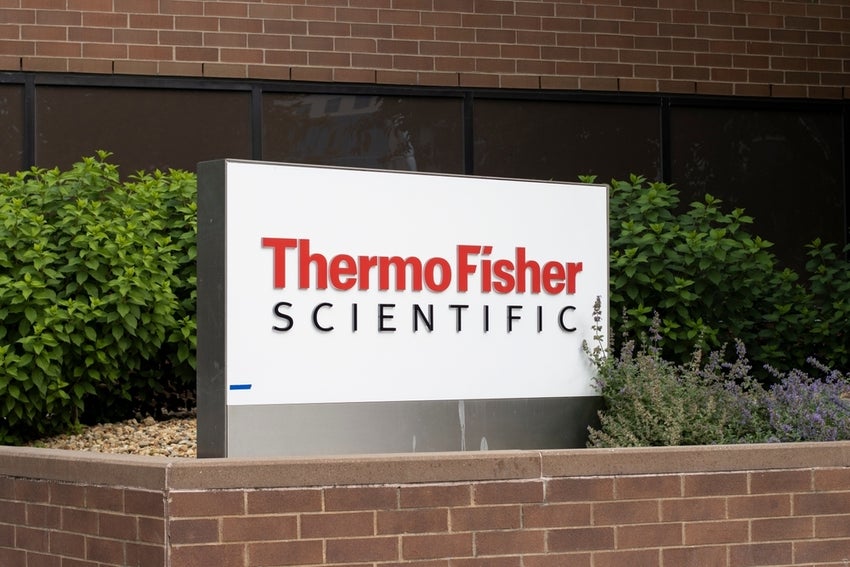 Company sign outside the office of Thermo Fisher Scientific, Inc.