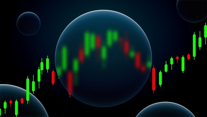 Financial market bubble concept and overvalued stocks.