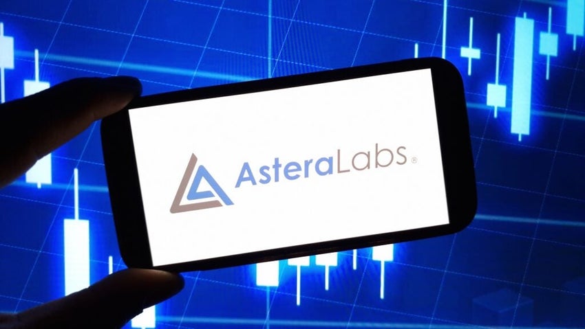 Astera Labs company logo displayed on mobile phone