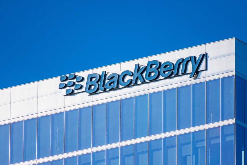 Blackberry logo on large glass building