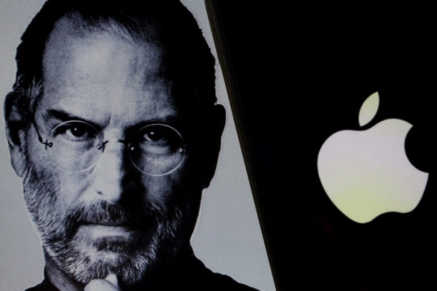 Steve Jobs and Apple logo