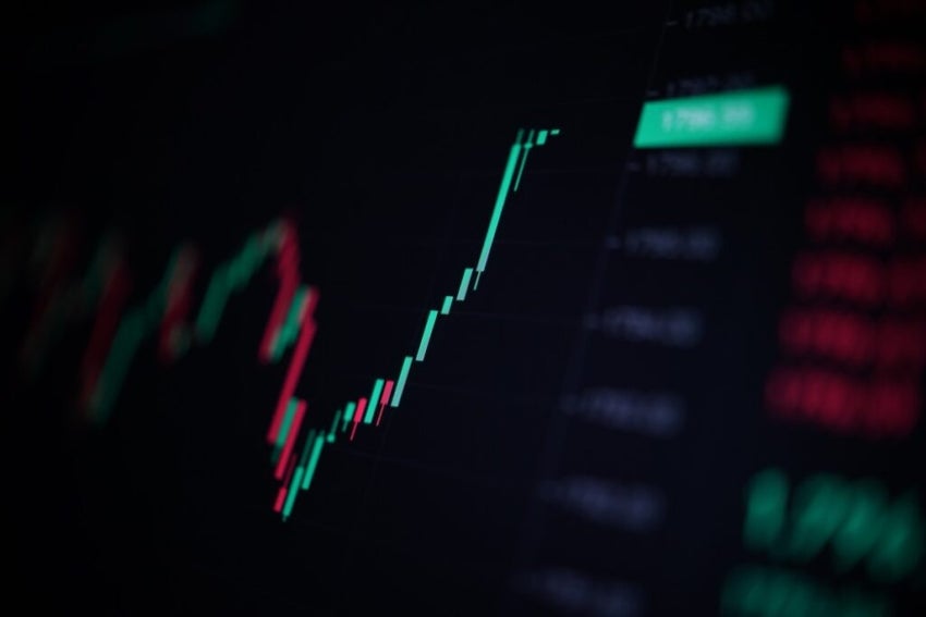 Stock graph with green candle spike