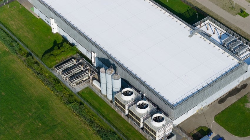 Data center in open field.