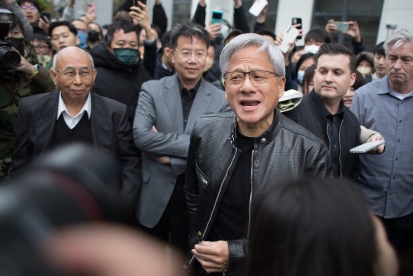 Jensen Huang, NVIDIA founder and CEO greets with his fans after the opening ceremony of new Taiwan factory in Taichung city, Taiwan