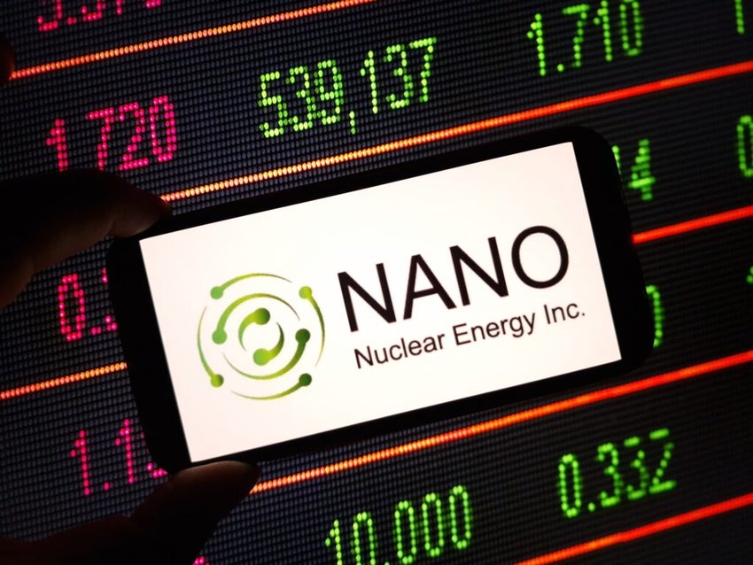 Nano Nuclear Energy Inc company logo displayed on mobile phone