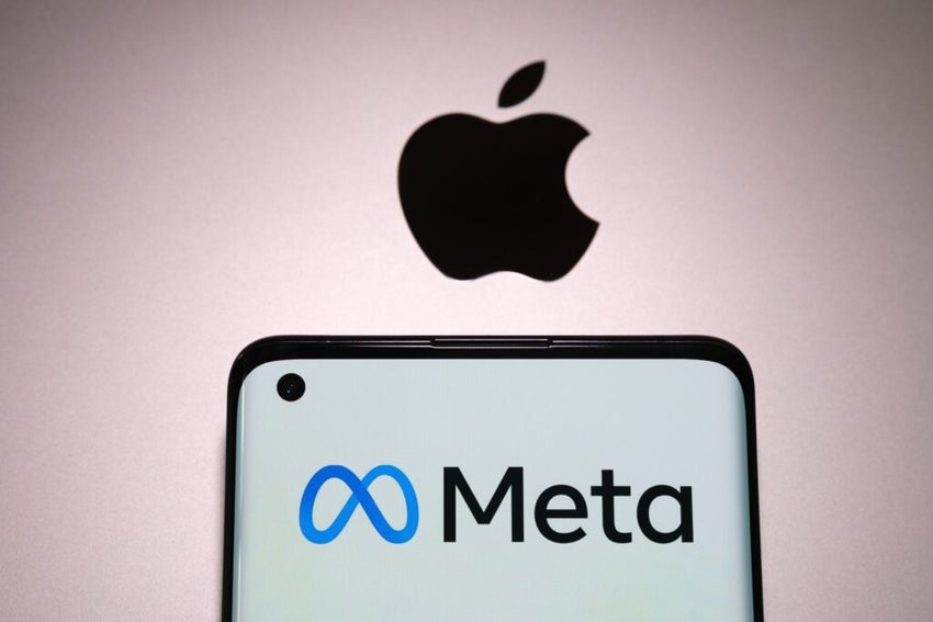 Logos of Apple and Meta