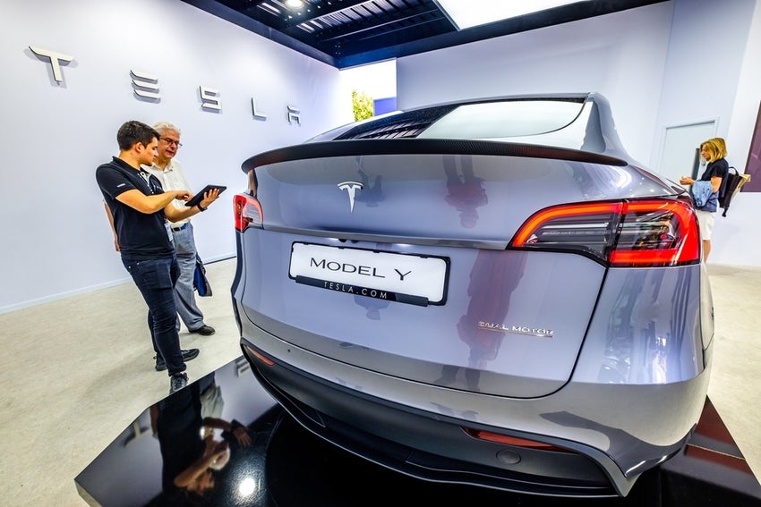 Tesla Model Y in showroom in Munich