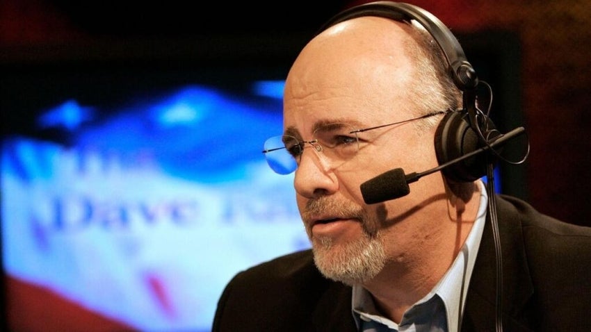 dave ramsey doing his radio show with headset
