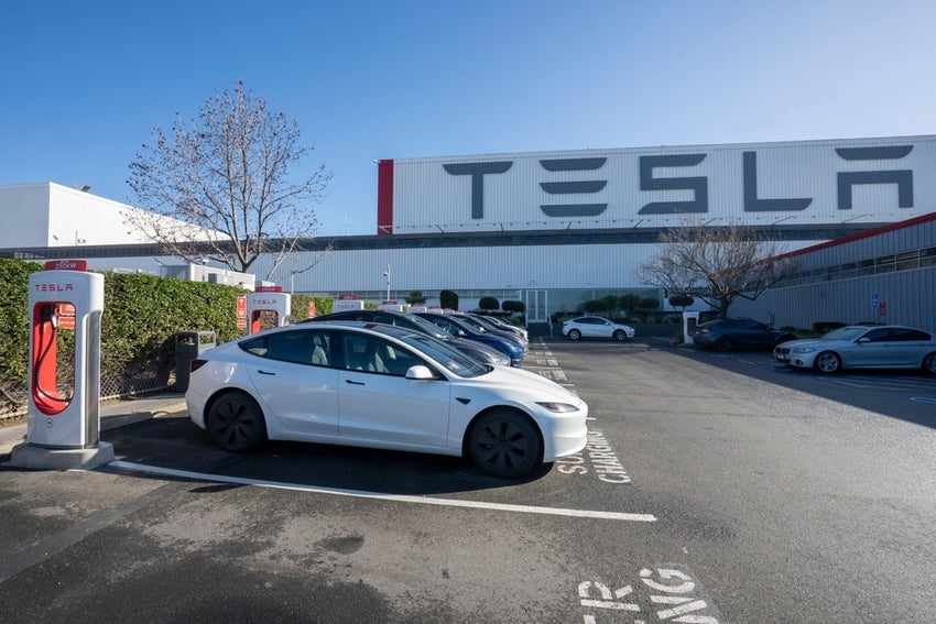 Tesla logo on building