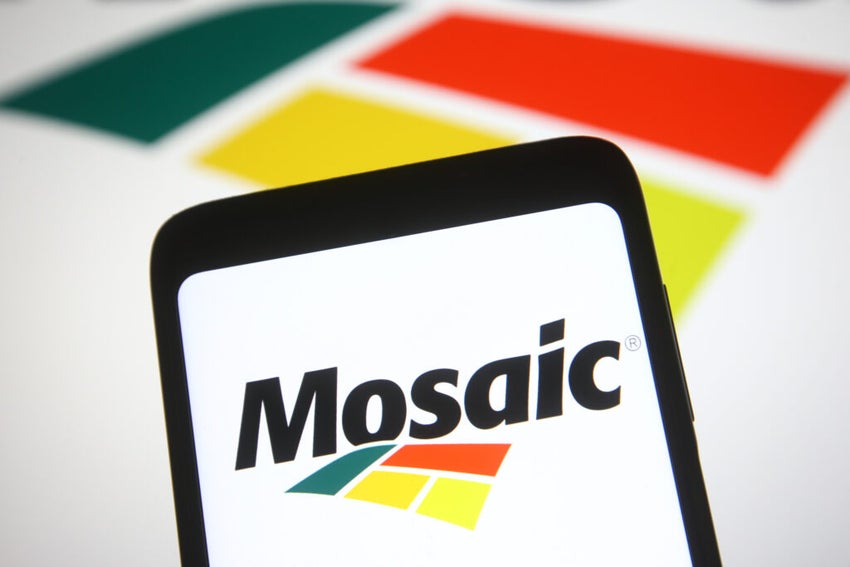 In this photo illustration the Mosaic Company logo is seen on a mobile phone screen.