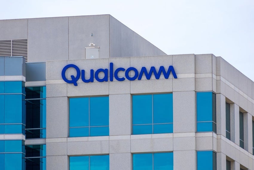 Qualcomm logo on modern office building facade
