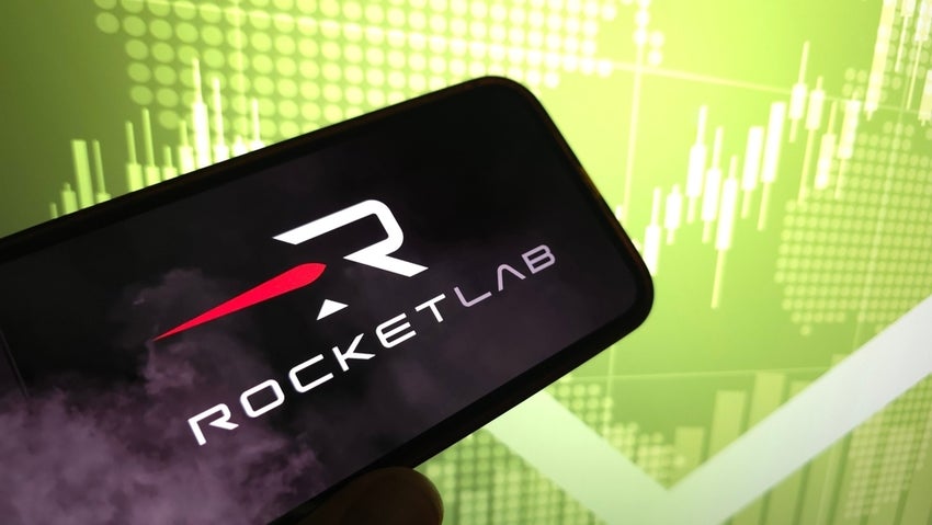 Rocket Lab USA Inc company logo displayed on mobile phone