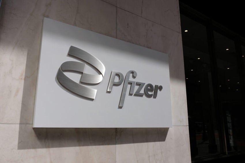 Pfizer logo on wall