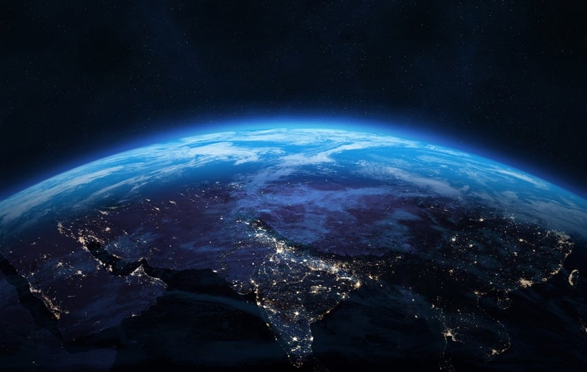 East Asia at night viewed from space.
